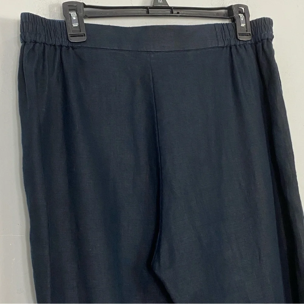 COS Linen Navy Stretch Trouser Relaxed Wide Leg